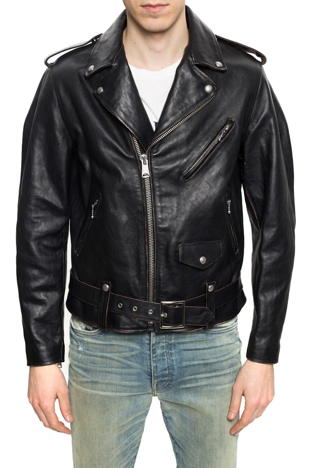 IetpShops R13 Leather biker jacket Men s Clothing Tie Front